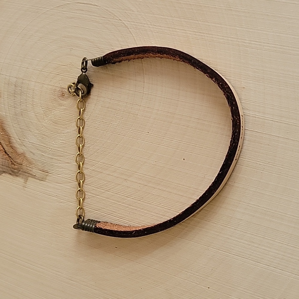 Laurel Denise Leather Rawhide Chain Bracelet "Just Today"